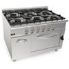 Cucina A Gas Professionale 6 Fuochi + Forno Gas Profondità 90 cm