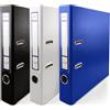 Netuno 3 raccoglitori A4 colorati nero bianco blu raccoglitore cartone dorso 5 cm a 2 anelli cartelle archivio documenti per ufficio casa con meccanismo a leva faldone portadocumenti ring binder A4