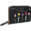 Woodland Leathers Portafogli da donna, portamonete, porta carte di credito | Borsa morbida e spaziosa progettata in Gran Bretagna per donne, porta carte di credito con protezione RFID, cane ricamato