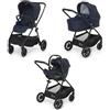 Foppapedretti Trio Divo I-Size, Sistema Modulare Combinato per Bambini, Navicella Passeggino e Seggiolino auto I-Size, Chiusura Self Standing, conforme ECE R129, Maneggevole Compatto Leggero, Marine