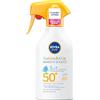 Beiersdorf NIVEA SUN Babies & Kids - Protezione solare sensibile SPF 50+, protezione solare extra impermeabile in formato spray Trigger, protezione solare senza profumo per la pelle dei bambini (270 ml)