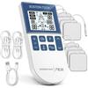 Boston Tech BostonTech Elettrostimolatore Muscolare TENS EMS Ricaricabile 5 in 1, RUSS, IF e DIY, 80 Programmi, 16 Livelli di Intensità, Doppio Canale, 8 Elettrodi, Timer, Recupero Muscolare