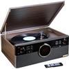 Technaxx Germany Giradischi Bluetooth V5.0 Dab Digitalizzazione di Dischi in Vinile Cassette CD Radio Funzione AUX RCA Altoparlanti Stereo TX-137, Marrone