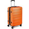 Amazon Basics Valigia Rigida Media - Bagaglio Espandibile ABS con 4 Ruote Doppie Girevoli - Resistente ai Graffi e Leggera - 68 x 45,1 x 28,6cm - Arancione Bruciato