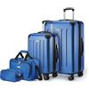 Amazon Basics Set di Valigie Rigide, 4 pezzi, Valigia Grande, Trolley, Borsa a mano, Borsa da viaggio compatta, Espandibili, 4 Ruote Girevoli, Blu Navy