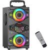TOMPROAD Altoparlanti Bluetooth portatili 60W Grande e potente altoparlante stereo wireless ad alto volume Boombox Home Party con subwoofer, radio FM, luci colorate LED