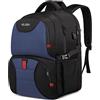 HILUSEN Zaino Porta PC 17.3 Pollici Uomo Grande 50L Impermeabile Pranzo Zaino Blu | Lavoro con Caricatore USB Zaino Laptop Computer Notebook Zaini per PC Portatili Viaggio Ufficio Scuola Università