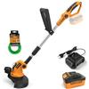 TOOLMAK Decespugliatore a Batteria 20V 4,0 Ah, Taglio 26cm per Prato | Tagliabordi Elettrica con a Filo di Nylon Portatile per Giardino, Asta Telescopica con 75-123cm (1 Batteria Inclusa)
