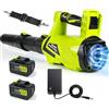 MUMIK Soffiatore a Batteria, Soffiatore Foglie Elettrico Professionale con 2X5,4Ah Batterie e Caricabatterie Rapido, 540M³/H 250Km/H, 6 Velocità per Pulizia di Terrazze, Prati e Giardino