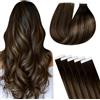 Hetto Extension Biadesive Balayage Marrone Scuro con Chiaro 60cm 20pz 50g | 100% Remy umani, cuticole intatte, anti-groviglio. Adesivo invisibile, facile applicazione. Per matrimonio e uso quotidiano.