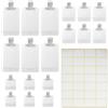 Androxeda 18 Pezzi Contenitori da Viaggio per Liquidi, Set da 30ml/50ml/100ml Trasparenti in PEL con Tappo a Vite e Beccuccio, Etichette Bianche, per Cosmetica, Viaggi, Palestra, Ufficio
