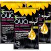 Garnier Olia Tinta Capelli Permanente Senza Ammoniaca Colorazione con Oli di Fiori di Origine Naturale ad Azione Illuminante e Nutriente Colore 1.10 Nero Zaffiro - 3 Confezioni