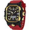findtime Orologio da polso da uomo, stile militare, quadrato, digitale, analogico, design sportivo, impermeabile fino a 5 ATM, illuminazione, data 12/24 h, cronometro e tre fusi orari