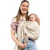 Boba Fascia ad Anelli Ring Sling, Lino Bambù, Neonato-Bimbo, Pampas | Tessuto Arioso che tiene fresco il bebè d'estate, facile Porta Frontale e sul Fianco, taglia unica regolabile per tutti.