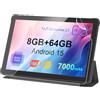 AWOW Tablet Android 14 da 10 pollici: CPU 8-core 2025 8 GB RAM 64 GB ROM 1 TB Widevine L1 tablet Android espandibile 7000 mAh batteria OTG IPS riconoscimento facciale, corpo in metallo + custodia