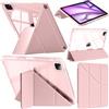 A-BEAUTY Custodia Compatibile con iPad Air 13 Pollici M4/M3/M2 (2026/2025/2024), iPad Pro 12.9 2022/2021/2020/2018 con Portapenne, Chiaro Antiurto, Supporto Pieghevole a Y 6 in 1, Rosa