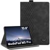 CXTCASE Custodia per Huawei MediaPad M5 10 (Pro) 10.8 2018, nero | Funzione di supporto, portapenne, in pelle PU ultra sottile, slot per schede, elastico, angoli multipli