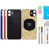 BAYERQ Vetro posteriore di ricambio compatibile con iPhone 12 - Vetro Cover batteria con strumenti (rosso)