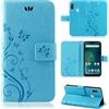 betterfon Custodia compatibile con Xiaomi Mi 10T Lite, in pelle PU di alta qualità, per Mi 10T Lite, motivo floreale, blu
