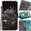 Rnrieyta Miagon Custodia Cover Case per Xiaomi Redmi Note 10 5G,Carino Modello Pelle Portafoglio Libro Cuoio Flip Case con Porta Carte Magnetica Supporto,Nero Fiore