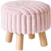 Aibiju Poggiapiedi con Contenitore, Pouf Rotondo in Velluto con Gambe in Legno, Seduta Extra Imbottita, Tavolino, per Ingresso, Soggiorno, Rosa YD-JD153P