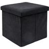 INTIRILIFE Sgabello pieghevole 38 x 38 x 38 cm in NERO - Cubo di seduta con vano portaoggetti e coperchio in tessuto effetto corda - Cubo di seduta poggiapiedi scatola portaoggetti panca a cassapanca