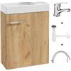Deftrans Mobile Bagno per Ospiti 50x70x23 cm con Lavabo - Set Salvaspazio Rovere Craft, Mobiletto con Rubinetto e Sifone, Ideale per Bagni Piccoli
