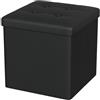 Oak & Tea Pouf portaoggetti in pelle PU, sgabello pieghevole con contenitore, piccolo poggiapiedi cubo, panca portaoggetti compatta per soggiorno, camera da letto, 30 x 30 x 30 cm, nero