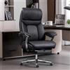 HDHNBA Sedia da ufficio grande e alta 600 lbs - Sedia executive extra large in pelle di lusso con poggiapiedi retrattile,sedia ergonomica heavy-duty,sedie computer alta con altezza regolabile(Nero)