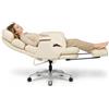 FLEXISPOT LunoX Sedia da Ufficio Executive 2-in-1 con Poggiapiedi, Sedia Ergonomica Reclinabile per Ufficio e Home Office, Schienale Regolabile, Imbottitura Confortevole, Beige