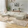Novilla 384 cm Divano Angolare 6 Posti Convertibile Modulare in Chenille | Molle insacchettate Smarts Coil®, Senza Montaggio, Tessuto Chenille Idrorepellente Oleofugo Antimacchia, 4 Posti + 2 Pouf