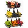 GSHUR Portafrutta a 3 ripiani, cesto per frutta a 3 livelli, cesto per frutta, cestino per il pane, cestino per il pane e verdure, moderno per la decorazione della cucina, verdura, frutta, snack (nero