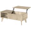 HOMCOM Tavolino sollevabile con vano nascosto e 2 mensole, 100x48x41 cm, rovere | Aosom Italy