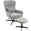 HOMCOM Poltrona lounge girevole 360° con pouf e altezza regolabile, bianco crema | Aosom Italy