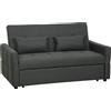 HOMCOM Divano letto 2 posti clic clac con 2 cuscini in tessuto, grigio scuro | Aosom Italy