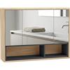 HOMCOM Mobile bagno da parete con specchio, 3 ante e 8 scomparti, rovere | Aosom Italy