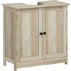 HOMCOM Mobile sottolavabo con 2 ante e ripiano regolabile 60x30x60 cm, grigio effetto legno | Aosom Italy
