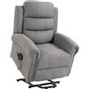 HOMCOM Poltrona alzapersone relax con massaggio, riscaldamento, USB e telecomando, grigio chiaro | Aosom Italy