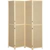 HOMCOM Paravento pieghevole in bambù a 4 pannelli 180x180 cm, legno naturale | Aosom Italy