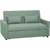 HOMCOM Divano letto 2 posti 3 in 1 clic clac 160 cm con schienale regolabile, verde | Aosom Italy