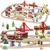 AIYAPLAY Set trenino in legno per Bambini da 3 Anni 133 pezzi con locomotiva elettrica, binari e ponte | Aosom Italy