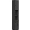 kleankin Mobile colonna bagno 2 ante con ripiani regolabili e 2 nicchie, 30x30x181.5 cm, nero | Aosom Italy