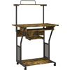 HOMCOM Scrivania per computer su ruote con ripiani e piano tastiera, 80x50x130 cm, marrone | Aosom Italy