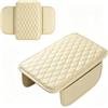 YFaith Beige Copri Bracciolo Auto, 31,4 ×20 cm Cuscino per Bracciolo Auto | Cuscino per Bracciolo Auto in Pelle, con Tasche Laterali, Bracciolo Auto Universale, Adatto per Automobili