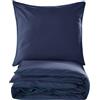 Cotton Market Biancheria da letto 155 x 200 cm, in microfibra di cotone, set da 2 pezzi, copripiumino da 155 x 200 cm e 2 federe da 70 x 80 cm, blu navy