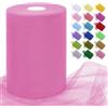 Uiopa Tulle Rosa Rosa 15cm x 91m Rotolo Tulle Matrimonio Poliestere Tessuto Decorazione Nastro per Bomboniere, Matrimonio, Feste, Gonna Tutù, Artigianat