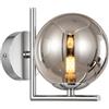 maolo Applique da Parete Moderna con Sfere di Vetro - Design Minimalista in Oro e Bianco per Soggiorni, Camere da letto, Corridoi (Grigio Fume, 1 Sfera)