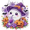 MEIYUDA Halloween 5D Diamond Painting Pendente Kit Completo, Fantasma Pittura Diamante per Bambini Acchiappaluce, Diamond Painting DIY Strass Ricamo a Punto Croce Decorazione per Casa