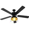 Qazqa magna licht88 - Ventilatori da soffitto Industriale - 1 luce - Ø 1300 mm - Nero - Industriale - Soggiorno I Camera da letto I Sala da Pranzo I Cucina