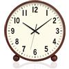 BVI BOOMERVIVI Orologio da tavolo in legno, 21 cm, senza ticchettio, con movimento silenzioso, funzionamento a batteria, analogico, con vetro HD, per soggiorno, comodino, ufficio (colore noce)